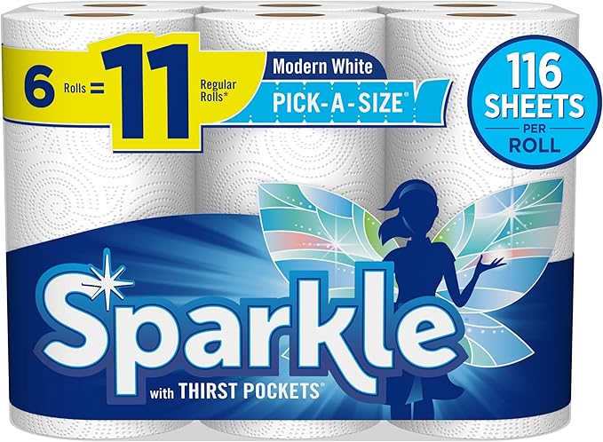 Sparkle Pick-A-Size Paper Towels, 6 Rolls = 11 Regular Rolls, Everyday Value by Sparkle%C2%AE