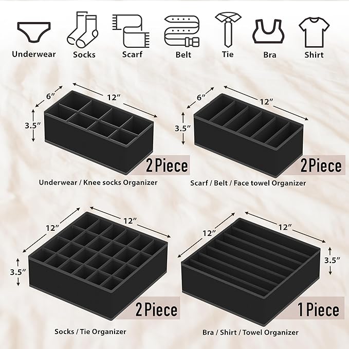 Simple Houseware Closet Underwear Organizer Drawer Divider Assorted 7 Pieces - Image 2