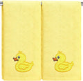 2 Pcs Rubber Ducky Hand Towels Yellow Bathroom Decor 14x29 Inch Embroidered by SmoothNovelty