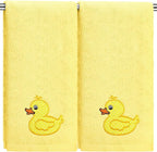 2 Pcs Rubber Ducky Hand Towels Yellow Bathroom Decor 14x29 Inch Embroidered by SmoothNovelty