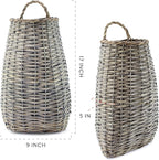 AuldHome Design Wall Hanging Pocket Basket; Woven Wicker Rustic Farmhouse Gray - Image 6
