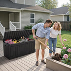 Flamaker Outdoor Storage Box 80 Gallon Resin Waterproof Deck Box Delivery Box with Wood Texture Large Storage Bin for Patio Cushions (Black) - Image 7