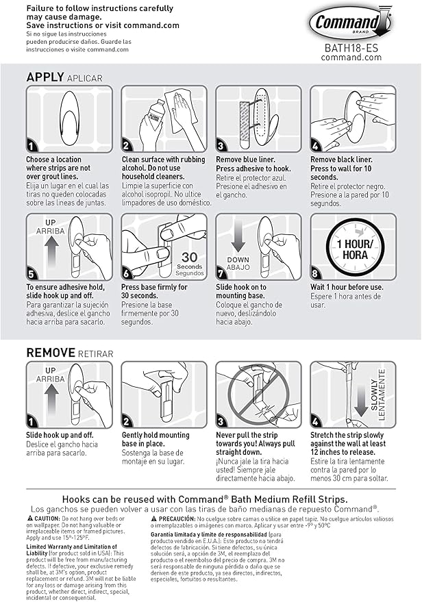 Command Bath Medium Hooks, 3 lb Capacity, Organize Damage-Free - Image 10