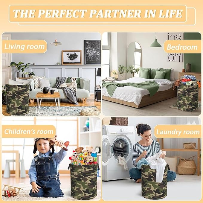 Green Camouflage Laundry Hamper Bag - Image 7