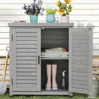Outdoor Storage Cabinet & Potting Bench Table with Metal Top, Wooden Patio Furniture, Garden Workstation (Accent Grey, 36x31x17in) - Image 8