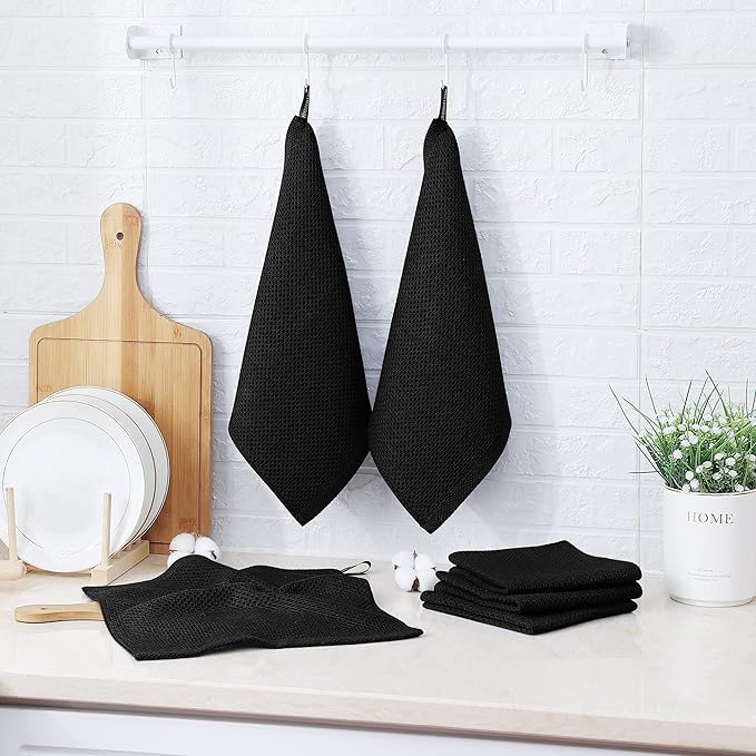 Kitinjoy 100% Cotton Kitchen Dish Cloths, 12 Pack Waffle Weave Ultra Soft - Image 6