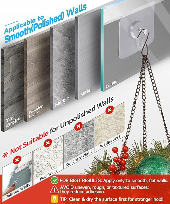 Adhesive Hooks for Wall, Wall Hangers Without Nails for Photos Frames, Utility - Image 4