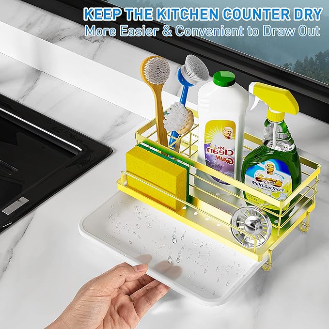 Cisily Kitchen Sink Caddy, 5.3 in Wide, 9.49 in Long, 4 Storage Spaces - Image 3