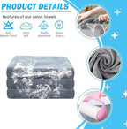 Grey Salon Towels, Super Soft and Absorbent Microfiber Hair Towel - Image 3
