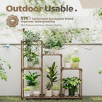 Bamworld Plant Stand Indoor Wood Plant Shelf Outdoor Tiered Plant Rack for Multiple Plants Upgrade 3 Tiers 7 Potted Ladder Plant Holder Plant Table for Mulitiple Pots Boho Decor Home Decor for Window Balcony Living Room Gardening Gifts - Image 4