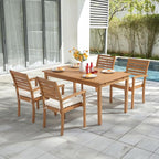 OC Orange-Casual Stackable Patio Dining Chairs Set of 2, Outdoor Acacia Wooden Chairs w/Armrest & Removeable Fabric Cushion, for Porch, Backyard, Garden, Indoor, Beige - Image 6
