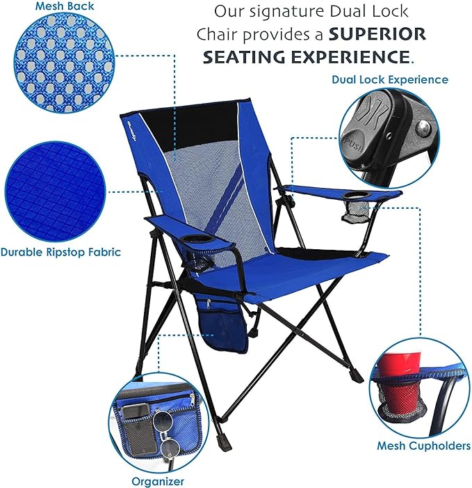 Kijaro Dual Lock Portable Camping Chairs - Versatile Outdoor Folding Sports & Lawn Chair - Locks Position Izamal Yellow - Image 3