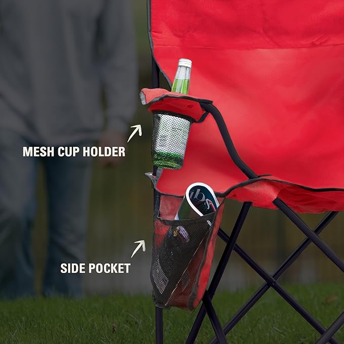 Coleman Portable Camping Chair with 4-Can Cooler, Cushioned Seat & Back with Side Pockets & Cup Holder, Carry Bag Included, Great for Camping, Tailgating, Firepits, Patio, & More - Image 8