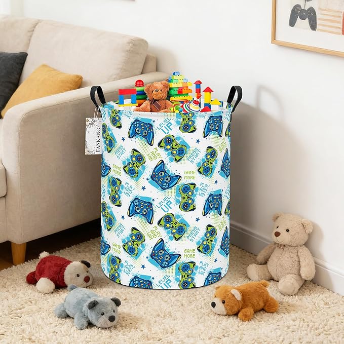 FANKANG Storage Basket, Nursery Hamper Canvas Laundry Basket Foldable - Image 4