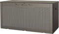 JUMMICO 100 Gallon Resin Deck Box, Waterproof Outdoor Storage Box with Lockable Lid for Garden Tools, Patio Cushions (Light Brown) by JUMMICO