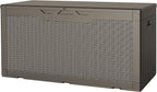 JUMMICO 100 Gallon Resin Deck Box, Waterproof Outdoor Storage Box with Lockable Lid for Garden Tools, Patio Cushions (Light Brown) by JUMMICO