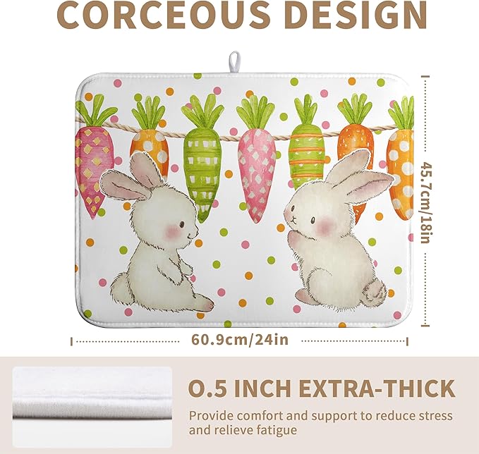 Easter Spring Dish Drying Mats Cute Bunny Dish Mat Easter colorful Carrots - Image 4