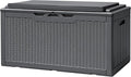 Devoko 100 Gallon Deck Box, Waterproof Resin Outdoor Storage Box with Cushion for Outside and Patio, Large Outdoor Storage Bench Cabinet Lockable for Patio Furniture and Garden Tools (Gray) by DEVOKO