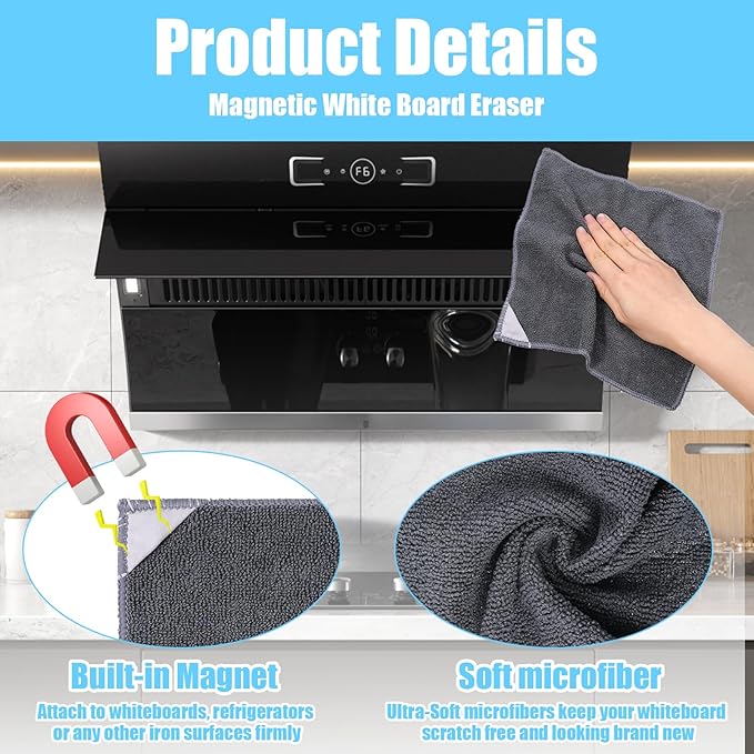4 Pack Magnetic Cleaning Cloth Microfiber Dry Erase Eraser Board Cleaner - Image 3