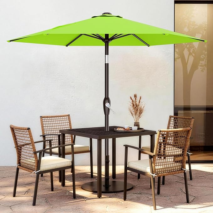 AreShark 7.5FT Patio Umbrella Table Market Umbrella with 6 Sturdy Ribs, Button Tilt/Crank Heavy-Duty Round Outdoor Umbrellas for Garden, Deck, Backyard,and Pool, Apple Green - Image 2