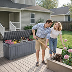 Flamaker Outdoor Storage Box 80 Gallon Resin Waterproof Deck Box Delivery Box with Wood Texture Large Storage Bin for Patio Cushions, (Grey) - Image 7