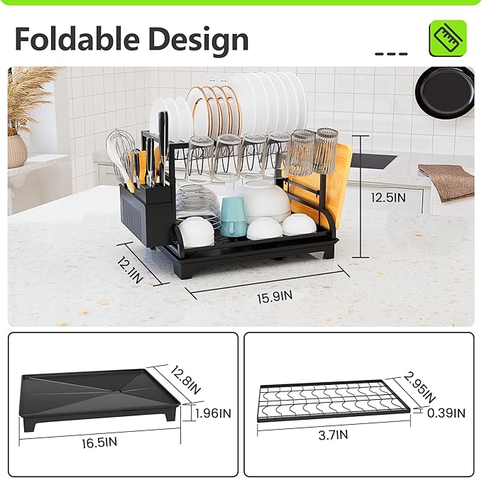 2-Tier Foldable Dish Drying Rack - Image 4