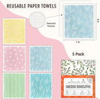 Swedish Dishcloths for Kitchen, 5 Pack Reusable Paper Towels Washable, Super - Image 2