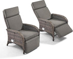 Zero Gravity Wicker Patio Recliner Chairs Set of 2 - Wicker Outdoor Lounge Chair with Adjustable Backrest & Footrest, All Weather Outdoor Reclining Chairs with Thick Cushion for Pool Deck Grey - Image 7