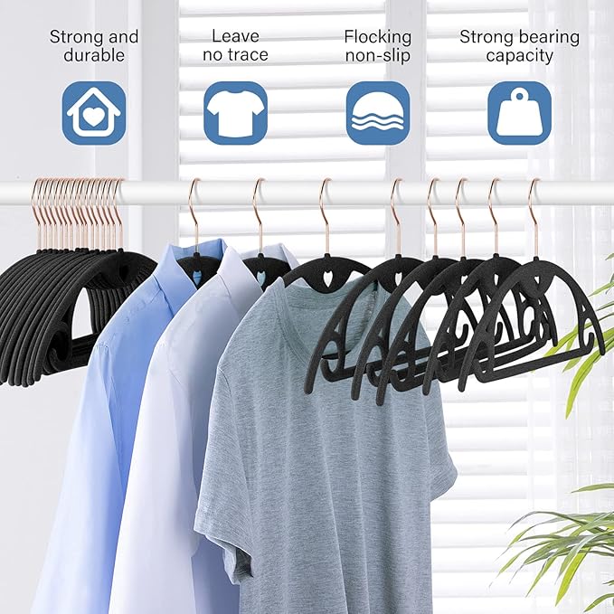 IEOKE Velvet Hangers 50 Pack: Felt Clothes Hangers Heavy Duty Shirt Sweater - Image 2
