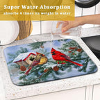 Winter Red Cardinal Bird Dish Drying Mat - Image 7