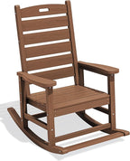 SERWALL Outdoor Rocking Chair, Oversized Rocking Chair with Footrest for Adults, HDPE All Weather Resistant Rocking Chairs for Patio, 350lbs Weight Capacity, Brown by SERWALL