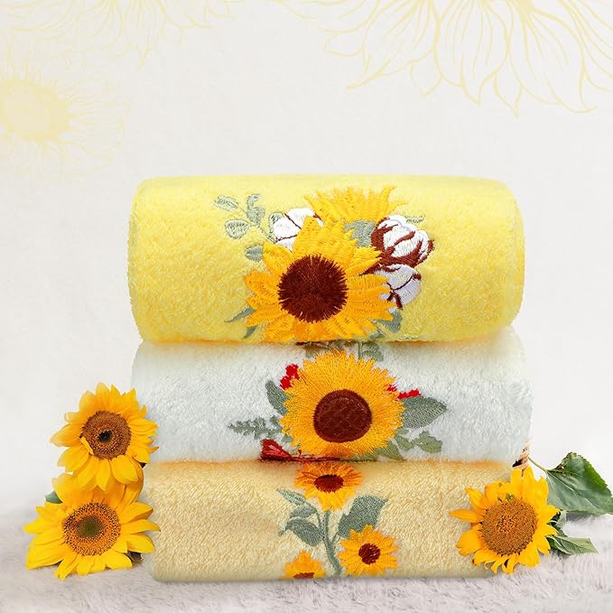 Sunflower Hand Towels Farmhouse Yellow Sunflower Bathroom Decor 14x29 Inch - Image 5