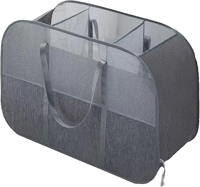 150L Collapsible Laundry Basket, 3-Compartment Foldable Hamper by YAGIZAAI