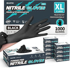 Beastek Black Disposable Nitrile Exam Gloves 100 Pcs 4Mil Chemical Resistant by Beastek