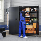 Yizosh Metal Garage Storage Cabinet with Locking Doors and Adjustable Shelves,- 75" Rolling Steel Tool Cabinet for Home Office,Garage,Warehouse - Image 2