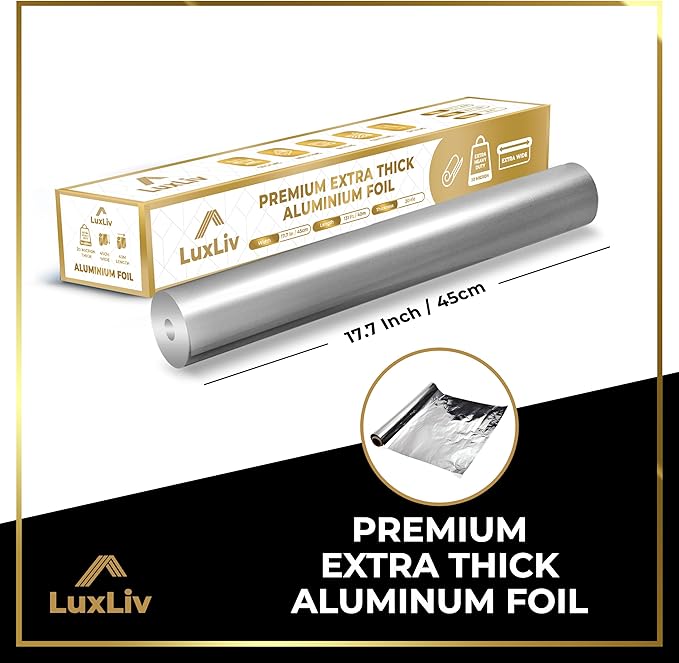 Extra Wide Aluminum Foil Roll Heavy Duty – 18in x 131ft Length 20 Micron thick - Image 2