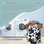 Retro Black White Cows Print Laundry Basket Foldable - Image 6