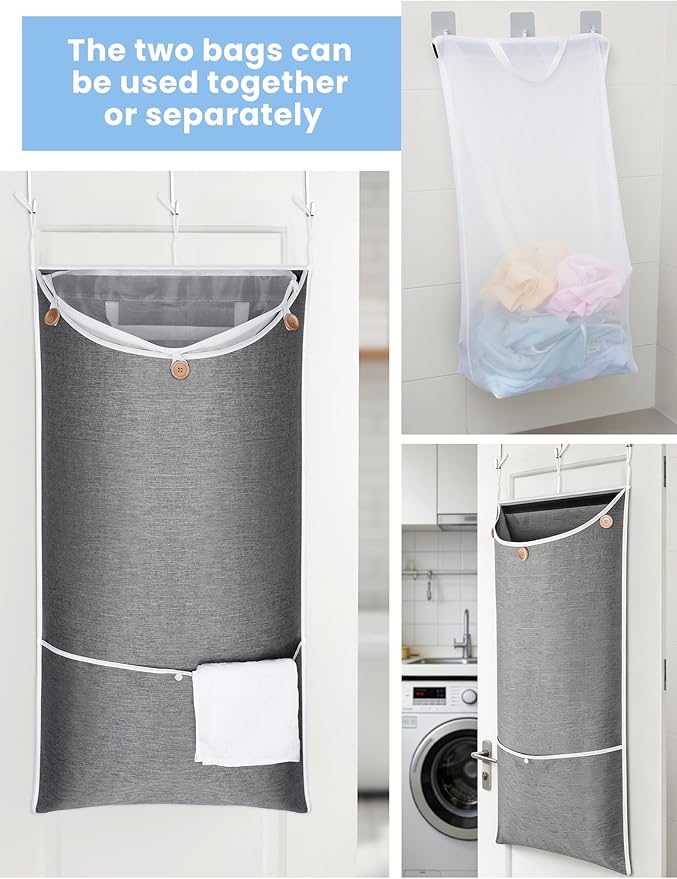 NiHome XXL Hanging Laundry Hamper Bag 39.4"x22.4" - Image 2
