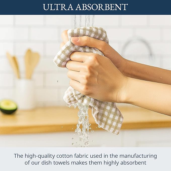LANE LINEN Cotton Kitchen Towels Set, Quick-Drying, Premium Dish Towels - Image 5
