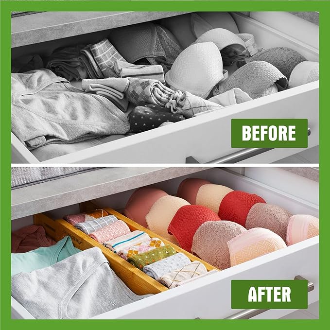 ANTOWIN Bamboo Drawer Dividers Organizers, Drawer Separators Splitter, 13-17 - Image 5