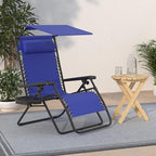 Best Choice Products Folding Zero Gravity Outdoor Recliner Patio Lounge Chair w/Adjustable Canopy Shade, Headrest, Side Accessory Tray, Textilene Mesh - Cobalt Blue - Image 2