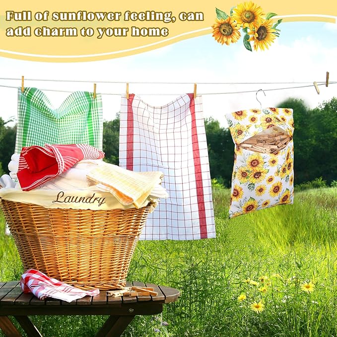 2 Pcs Clothespin Bag with Hanging Hook Waterproof Laundry 13" x 12" Clothes Pin - Image 5