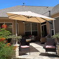PURPLE LEAF 10 Feet Patio Umbrella with Base Outdoor Cantilever Square Umbrella Aluminum Offset Umbrella with 360-degree Rotation for Garden Deck Pool Patio, Beige by PURPLELEAF