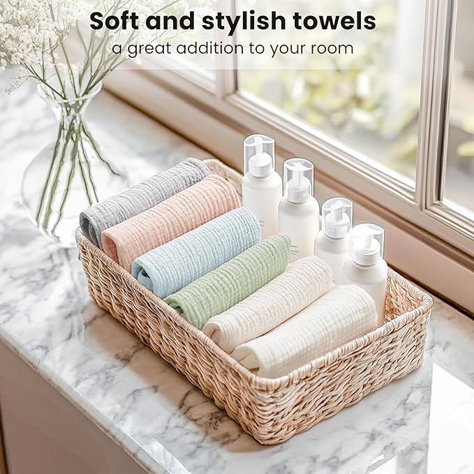 Konssy 6 Pack Face Cloths, Soft Wash Cloth - Image 7