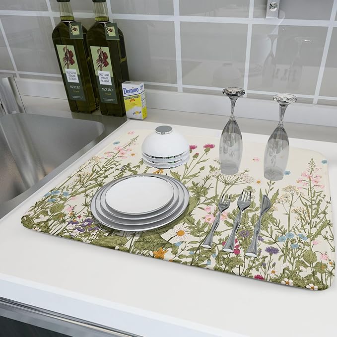 Aportt Spring Floral Wildflower Dish Drying Mat - Image 6