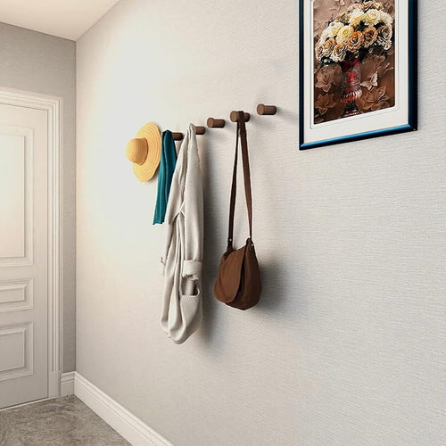 12 Pack Wood Wall Hooks, Natural Wooden Coat Hooks Wall Mounted, Handmade - Image 2