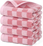 Jacquotha Soft Cotton Hand Towels in Pink Checkered by Jacquotha