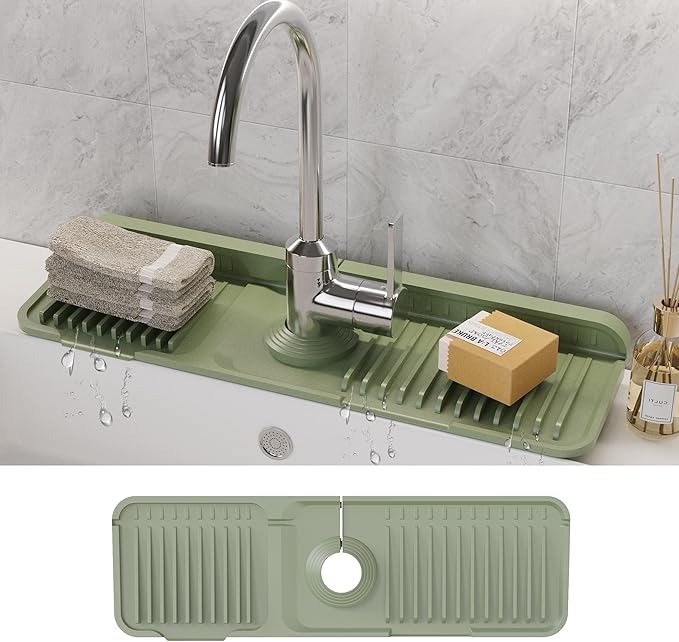 WAFT YEARN 17X5 Inch Silicone Durable Faucet Mat Kitchen Sink Splash Guard by WAFTYEARN