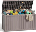 ROJIK Outdoor Storage Housing Deck Box,Waterproof Patio Furniture, Garden Tools,Cushions,Pool Accessories Storage Bench with Lockable Lid and Side Handles (Grey,280 Gal) by ROJIK