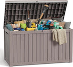 ROJIK Outdoor Storage Housing Deck Box,Waterproof Patio Furniture, Garden Tools,Cushions,Pool Accessories Storage Bench with Lockable Lid and Side Handles (Grey,280 Gal) by ROJIK